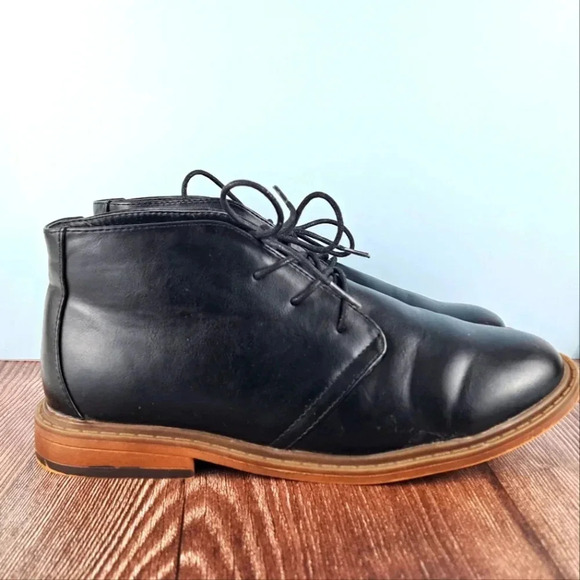 Boy's Oxford Boots, Black, Lace Up, sz 6Y - Picture 2 of 10